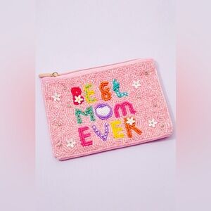 Best Mom Ever Floral Seed Beaded Coin Purse